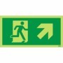 Glow in the dark fire exit sign with running man and arrow pointing up right