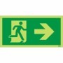 Glow in the dark fire exit sign with running man and right arrow