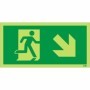Photoluminescent fire exit sign with running figure and arrow pointing down right