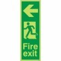 Glow in the dark fire exit sign with left arrow and running man symbol