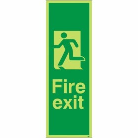Glow in the dark fire exit running man sign with left arrow direction
