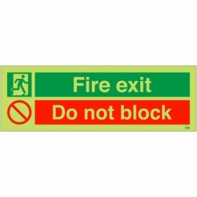 Glow in the dark fire exit do not block safety sign