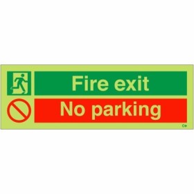 Glow in the dark fire exit no parking safety sign