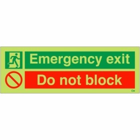 Glow in the dark emergency exit do not block safety sign