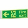 Fire exit left sign with running man symbol and left arrow for corridor evacuation