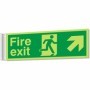 Fire exit sign with running man and up right arrow direction