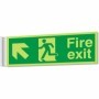 Fire exit up left corridor sign with running man and directional arrow