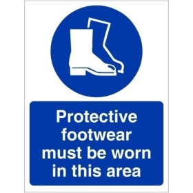 Protective footwear must be worn in this area mandatory PPE safety sign