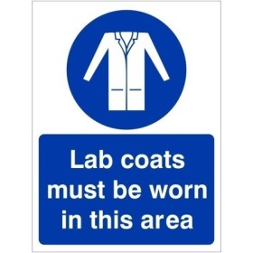 Lab coats must be worn in this area mandatory PPE safety sign
