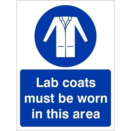Lab coats must be worn in this area mandatory PPE safety sign