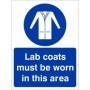 Lab coats must be worn in this area mandatory PPE safety sign
