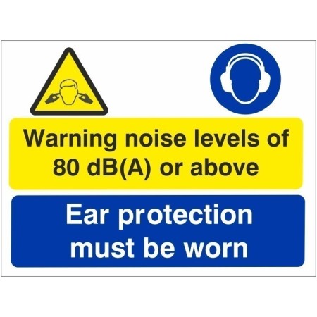 Ear protection must be worn multi purpose PPE safety sign