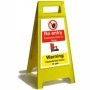 Caution Paslode nail gun in use freestanding custom safety sign