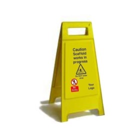 Caution scaffold works in progress freestanding safety sign