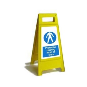 Protective clothing must be worn free standing mandatory safety sign