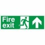 Fire Exit Arrow Up Sign with running man symbol and upward directional arrow