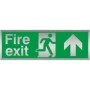  Brushed aluminium fire exit sign with upward arrow direction