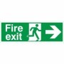 Fire exit arrow right sign with running man symbol and directional arrow