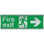  Brushed aluminium fire exit arrow right emergency escape route sign