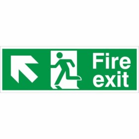 Fire Exit Arrow Up Left Safety Sign with running man symbol