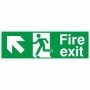 Fire Exit Arrow Up Left Safety Sign with running man symbol