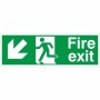 Fire exit arrow down left emergency escape route sign