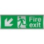  Brushed aluminium fire exit sign with down left arrow direction