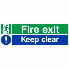 Fire Exit Keep Clear Sign BS 5499 Compliant