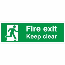 Fire Exit Keep Clear Running Man Right emergency exit safety sign