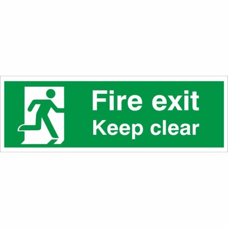 Fire Exit Keep Clear Running Man Right emergency exit safety sign