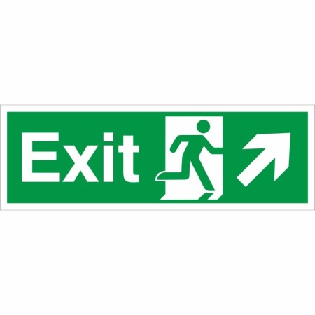 Exit Arrow Up Right emergency exit safety sign with running man symbol