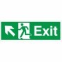 Exit Arrow Up Left fire exit safety sign with running man symbol
