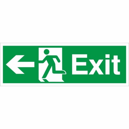 Exit arrow left emergency exit sign BS 5499 compliant