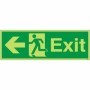  Glow in the dark exit sign with left arrow and running man symbol.