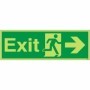  Photoluminescent exit sign with right arrow and emergency running figure
