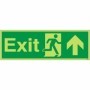  Glow in the dark exit sign with upward arrow and running man symbol
