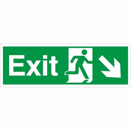 Exit Arrow Down Right emergency escape route safety sign