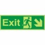  Glow in the dark exit sign with down right arrow and running man symbol