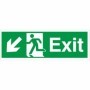 Exit Arrow Down Left Sign with running man symbol and down left arrow