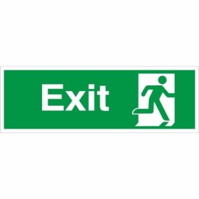 Exit sign with running man symbol facing right