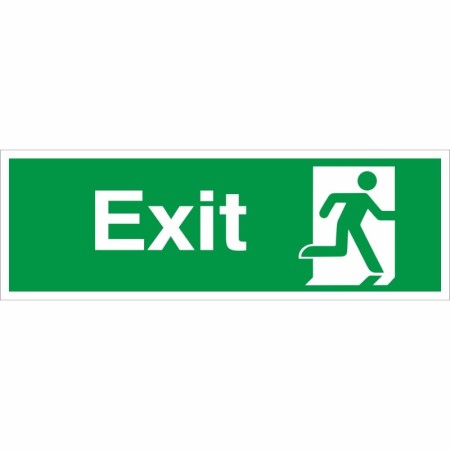 Exit sign with running man symbol facing right