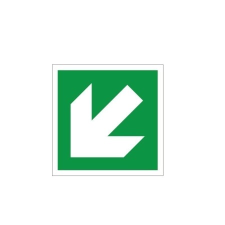 Fire Exit Arrow Down Left emergency escape route sign