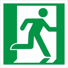 Fire Exit Man Running Right Sign with green running man symbol