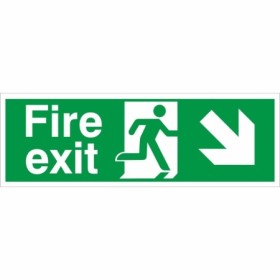 Fire Exit Down Right emergency escape route safety sign
