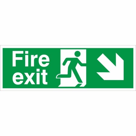Fire Exit Down Right emergency escape route safety sign