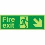  Glow in the dark fire exit sign with down right arrow and running man