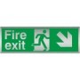  Fire exit sign in brushed aluminium finish with running man symbol