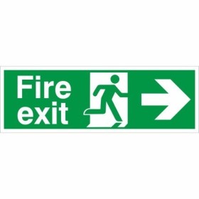 Extra large fire exit arrow right sign with running man symbol