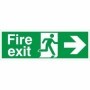 Extra large fire exit arrow right sign with running man symbol