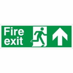 Extra large fire exit arrow up sign with running man symbol
